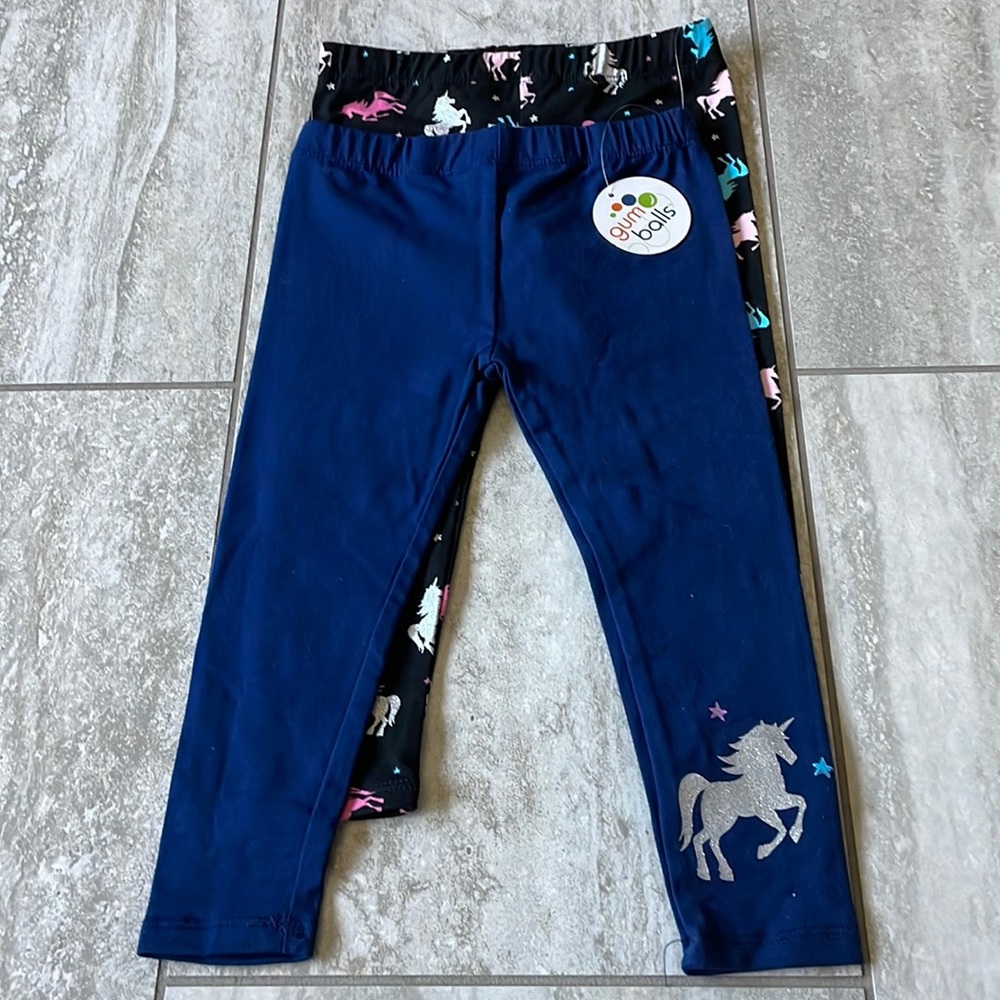 2piece Gumballs long pants for 2T,black (metallic horse)black (horses all over
